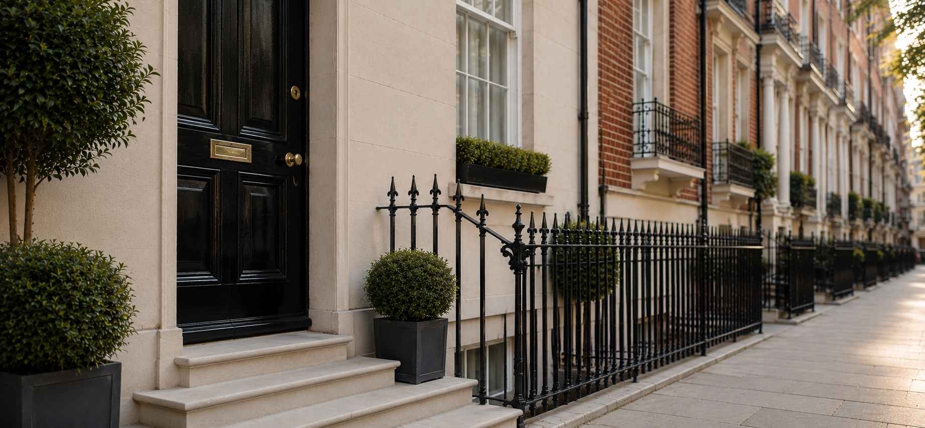 An elegant period London townhouse street