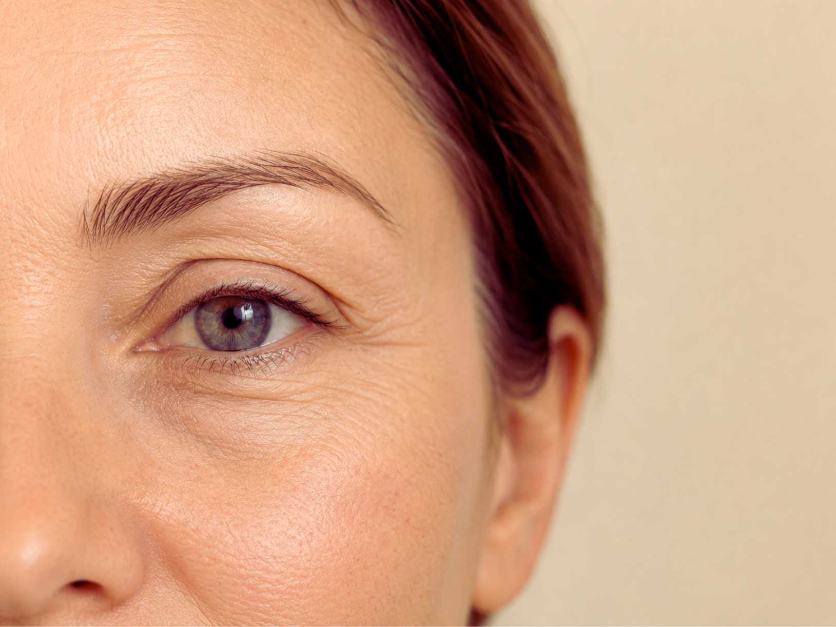 Close-up of a woman's eye and upper eyelid